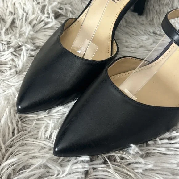 Liz Claiborne Buckle Strappy LC HARA Heel Shoe 5.5 Black Pointed Toe Minimalist - Picture 4 of 10